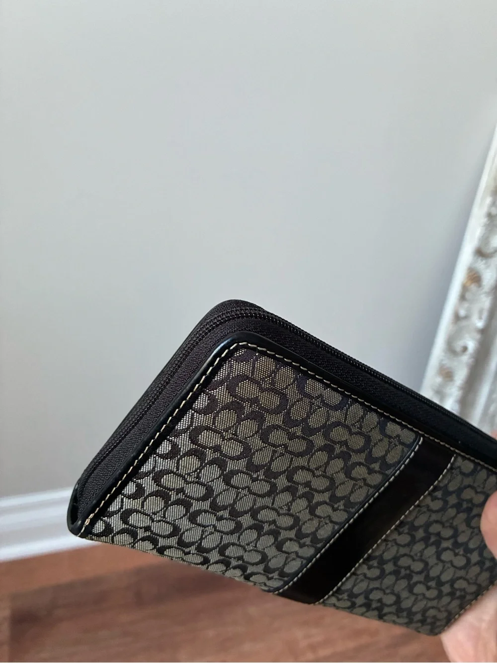 Coach Signature Jacquard Monogram Zip Around Long Wallet